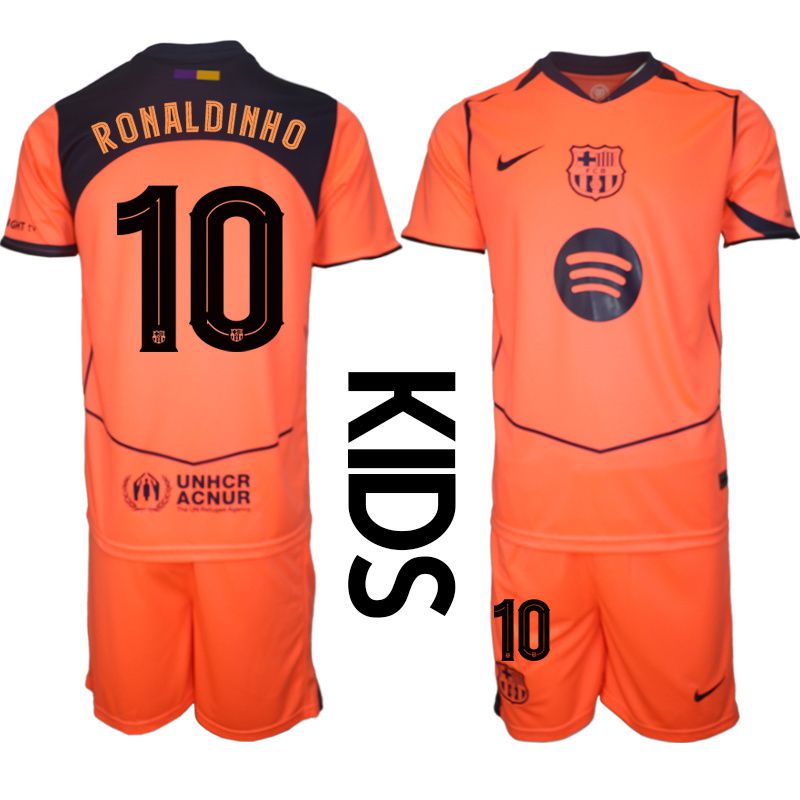 Youth 2025-2026 Club Barcelona away orange #10 Soccer Jersey